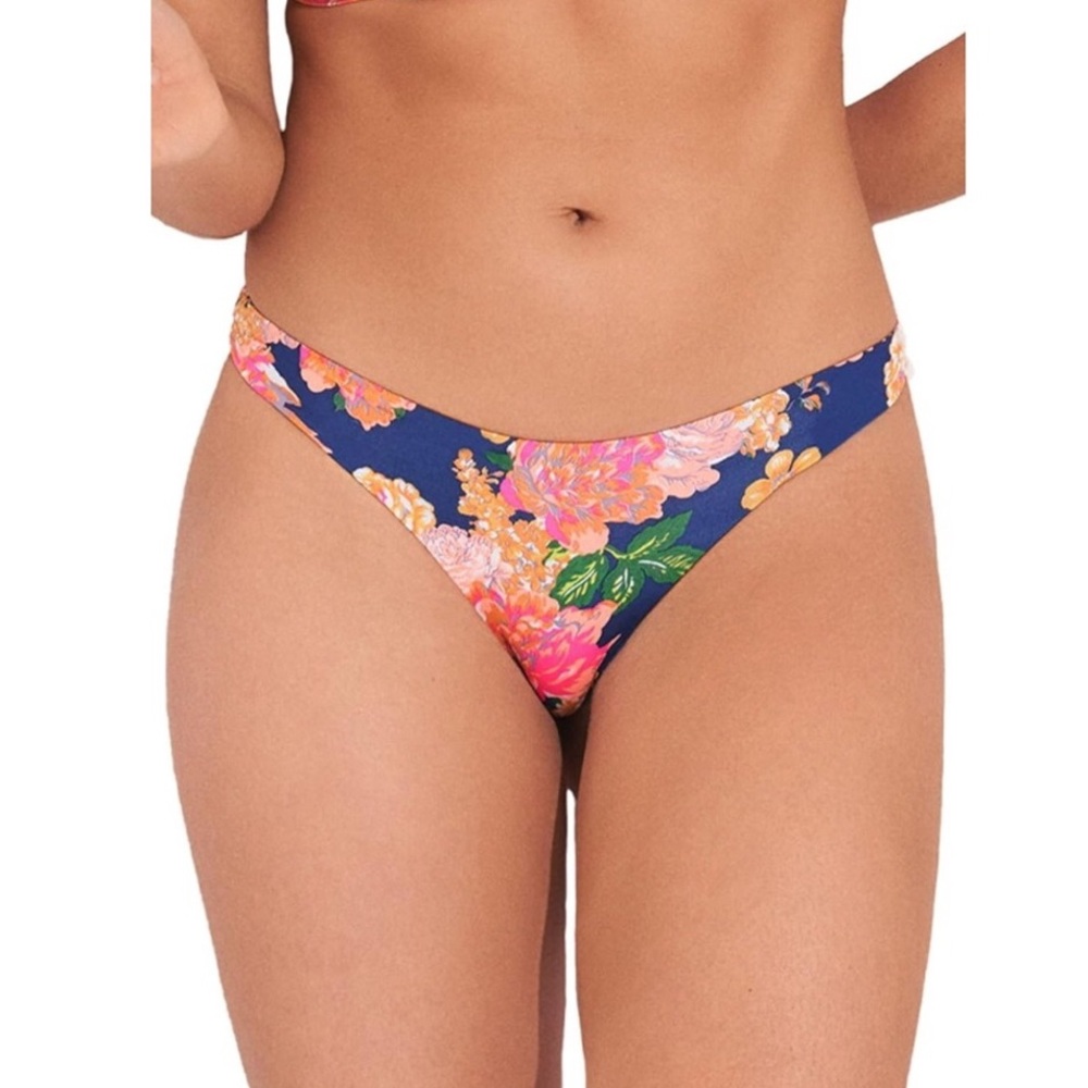 Maaji Peony Flirt Blue Floral Hipster Reversible Bikini Bottoms Sz 2XL